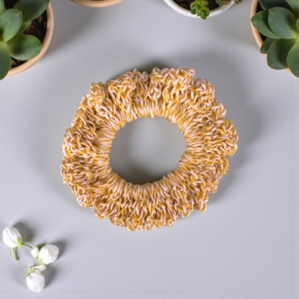 3/$12 Yellow and White Hair Scrunchie